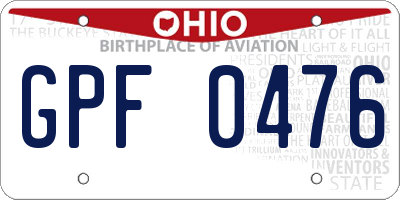 OH license plate GPF0476