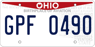 OH license plate GPF0490