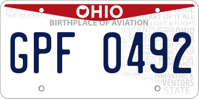 OH license plate GPF0492