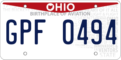 OH license plate GPF0494