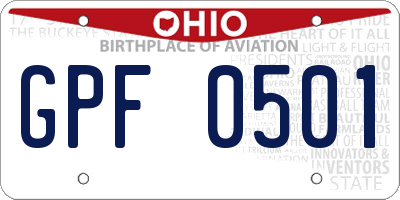 OH license plate GPF0501