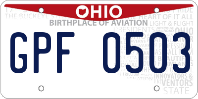 OH license plate GPF0503