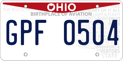 OH license plate GPF0504