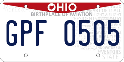 OH license plate GPF0505