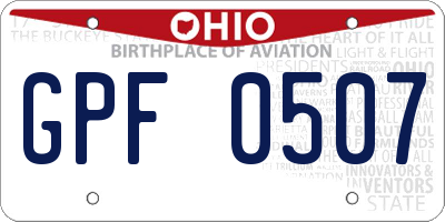 OH license plate GPF0507
