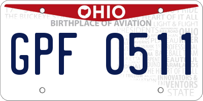 OH license plate GPF0511