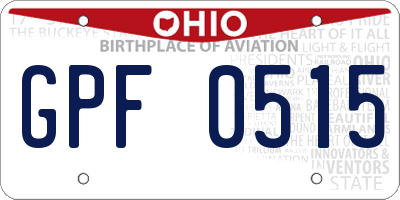 OH license plate GPF0515
