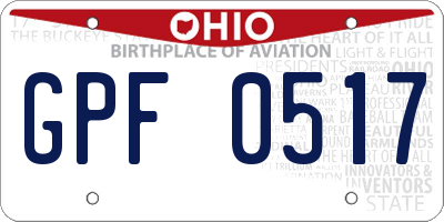 OH license plate GPF0517
