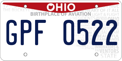 OH license plate GPF0522