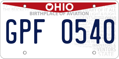 OH license plate GPF0540