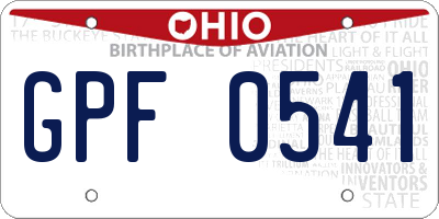OH license plate GPF0541
