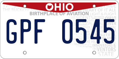 OH license plate GPF0545