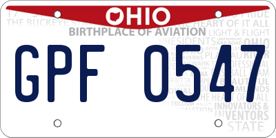 OH license plate GPF0547