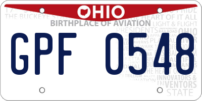OH license plate GPF0548