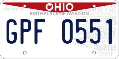 OH license plate GPF0551