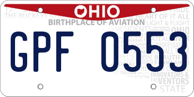 OH license plate GPF0553