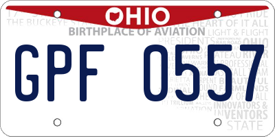 OH license plate GPF0557