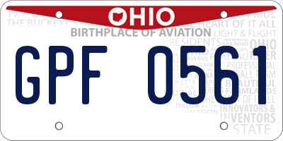 OH license plate GPF0561
