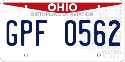 OH license plate GPF0562