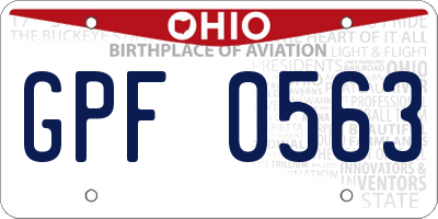 OH license plate GPF0563