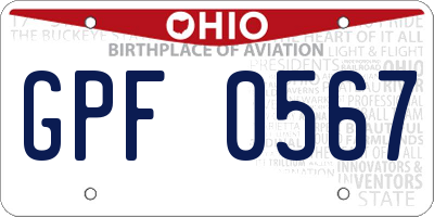 OH license plate GPF0567