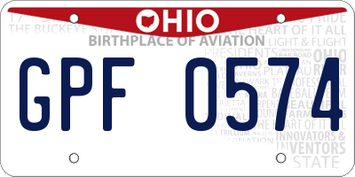 OH license plate GPF0574