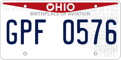 OH license plate GPF0576
