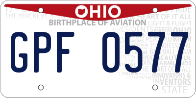 OH license plate GPF0577