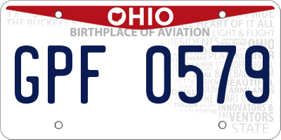 OH license plate GPF0579