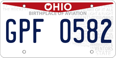 OH license plate GPF0582