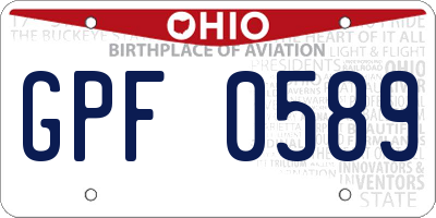 OH license plate GPF0589
