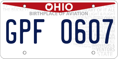 OH license plate GPF0607