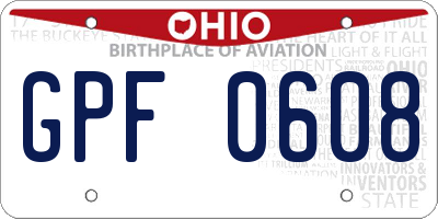 OH license plate GPF0608