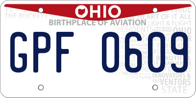 OH license plate GPF0609