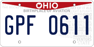 OH license plate GPF0611