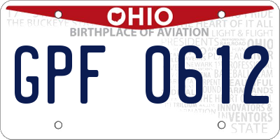 OH license plate GPF0612