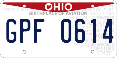 OH license plate GPF0614