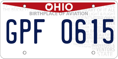 OH license plate GPF0615