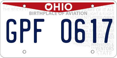 OH license plate GPF0617
