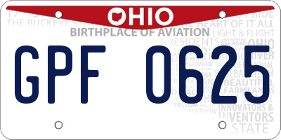OH license plate GPF0625