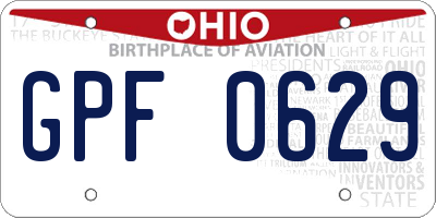 OH license plate GPF0629