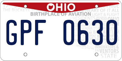 OH license plate GPF0630
