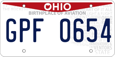 OH license plate GPF0654