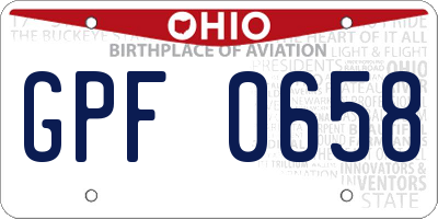 OH license plate GPF0658