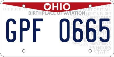 OH license plate GPF0665