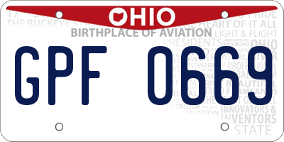 OH license plate GPF0669