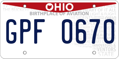 OH license plate GPF0670