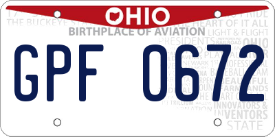 OH license plate GPF0672