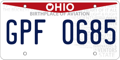 OH license plate GPF0685