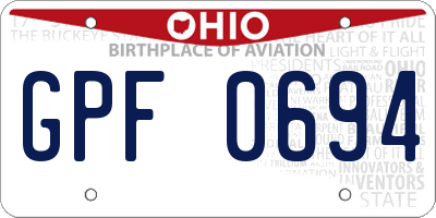 OH license plate GPF0694